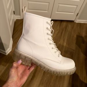 White combat boots